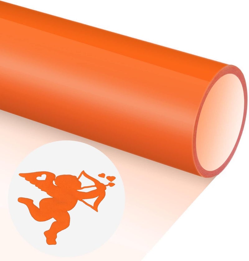 TransWonder 3D Puff Vinyl Heat Transfer Orange - Puff Heat Transfer Vinyl HTV 12" x6' for Heat Press T Shirt Compatible with Cricut Air or Maker(Orange) - Image 1